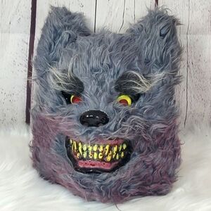 Vintage Y2K Wolf Werewolf Plastic Faux Fur Mask Unisex Halloween Costume Cosplay